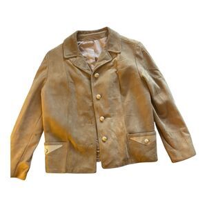 Vintage 60s Highlander Camel Tan Suede Blazer Jacket Womens Preppy Western 12